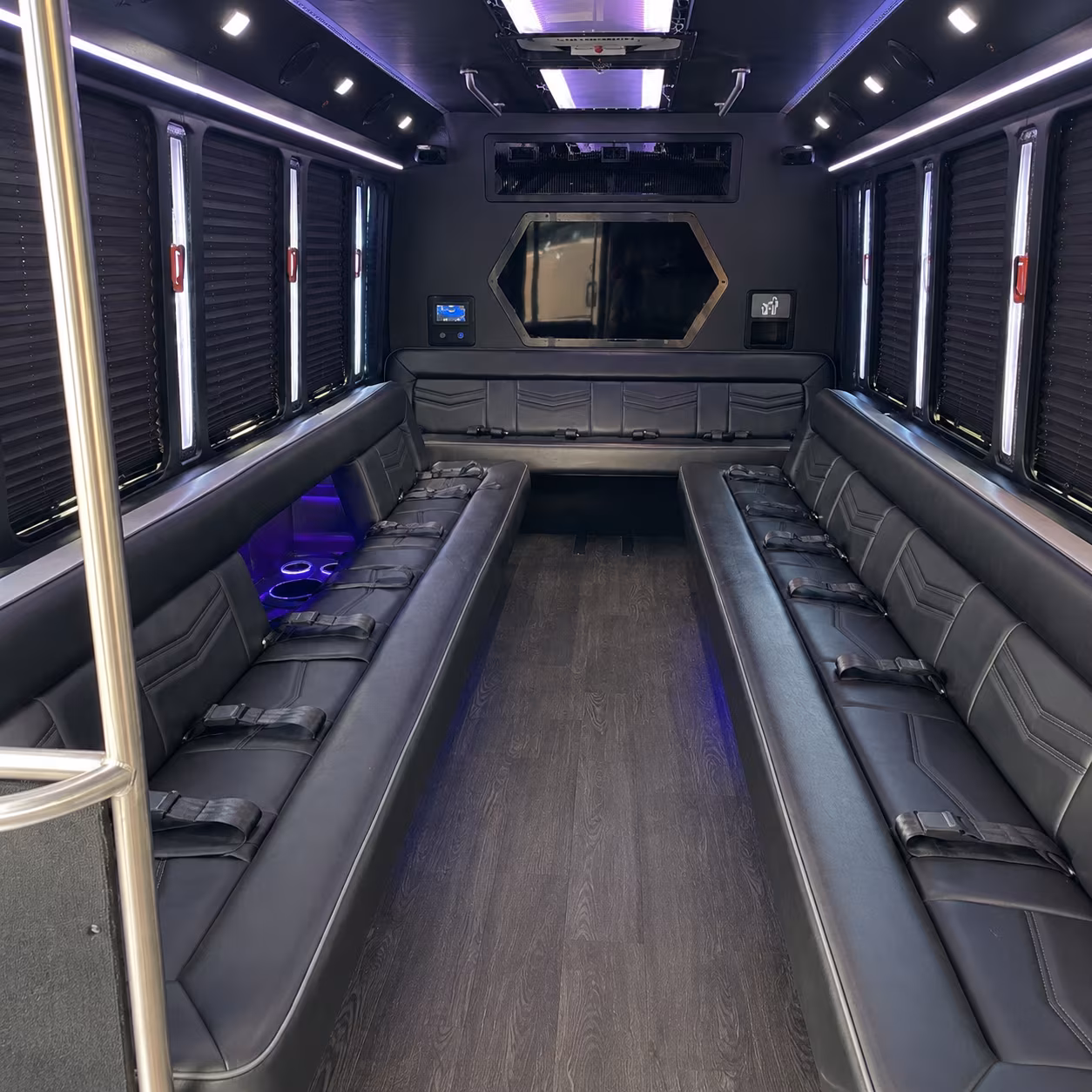 cambridge 18 passenger party bus interior