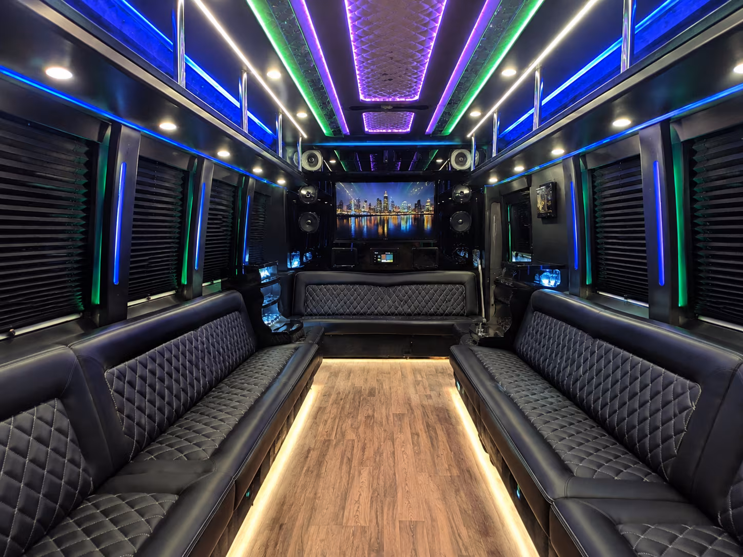 cambridge 25 passenger party bus interior