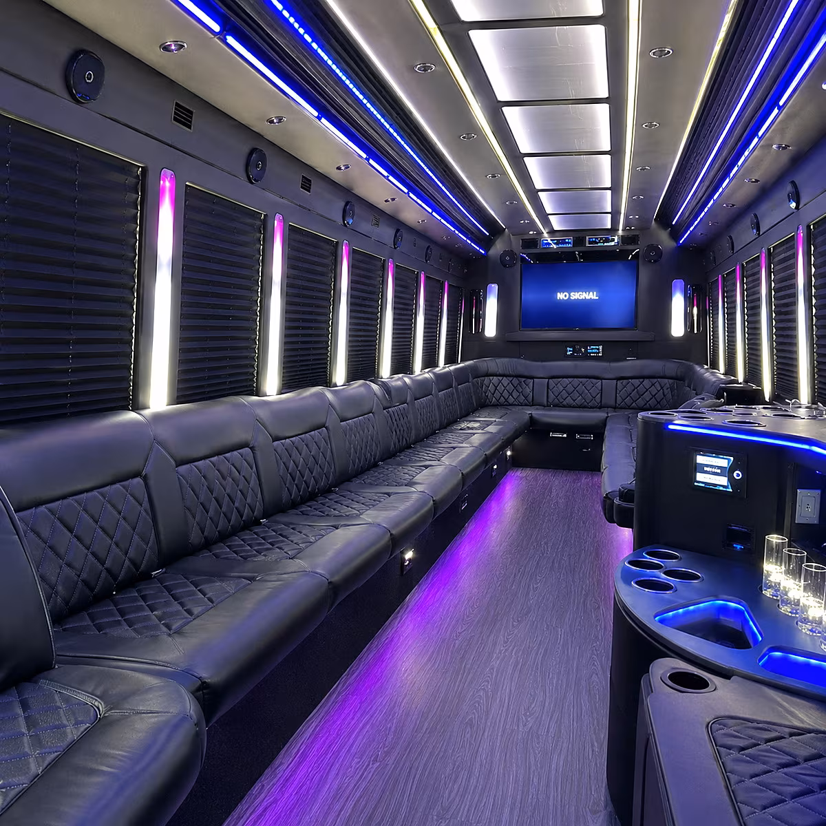 cambridge 30 passenger party bus inside