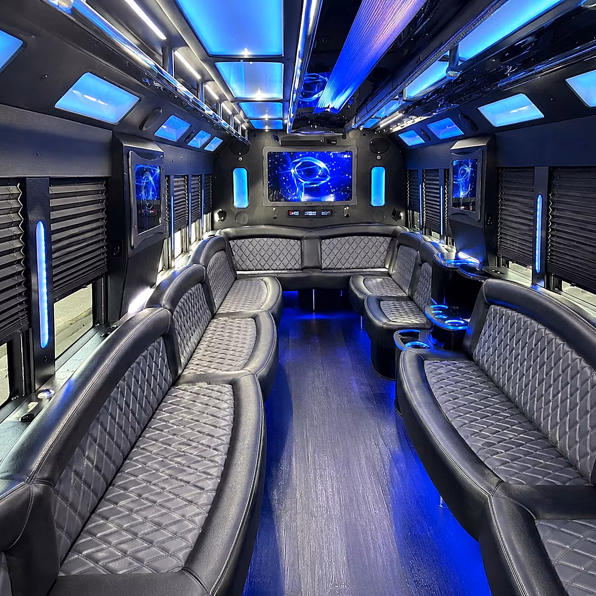 cambridge 50 passenger party bus interior